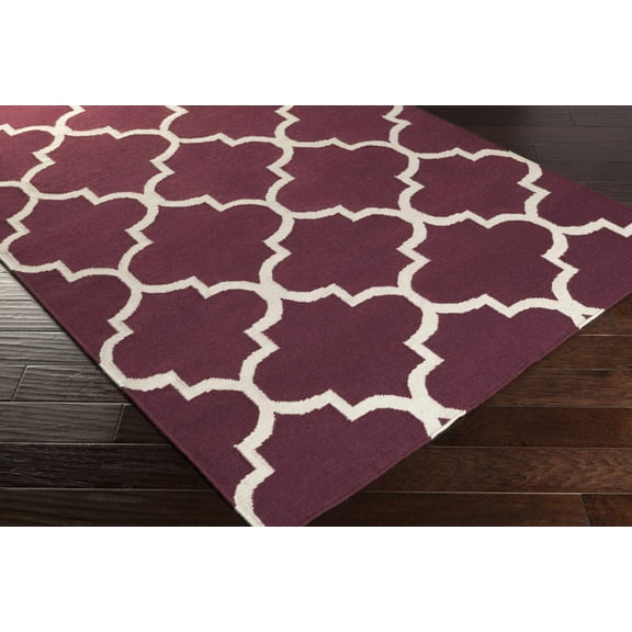 Hauteloom Nassau Wool Living Room, Bedroom Area Rug - Transitional - Dark Purple, Ivory - 2' x 3'