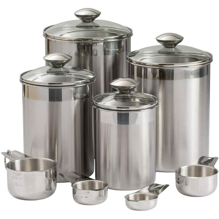 Quality 4pc Stainless Steel Canister Set for Kitchen Counter with Glass  Window & Airtight Lids, Food Storage Containers, Pantry Storage &  Organization Set for C…