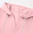 thumbnail image 5 of Short Sleeve Hoodies for Women Casual Solid Color V-Neck Pullover Loose Fit Comfy Sweatshirt Fashion Trendy Daily Wear Pink XL, 5 of 8