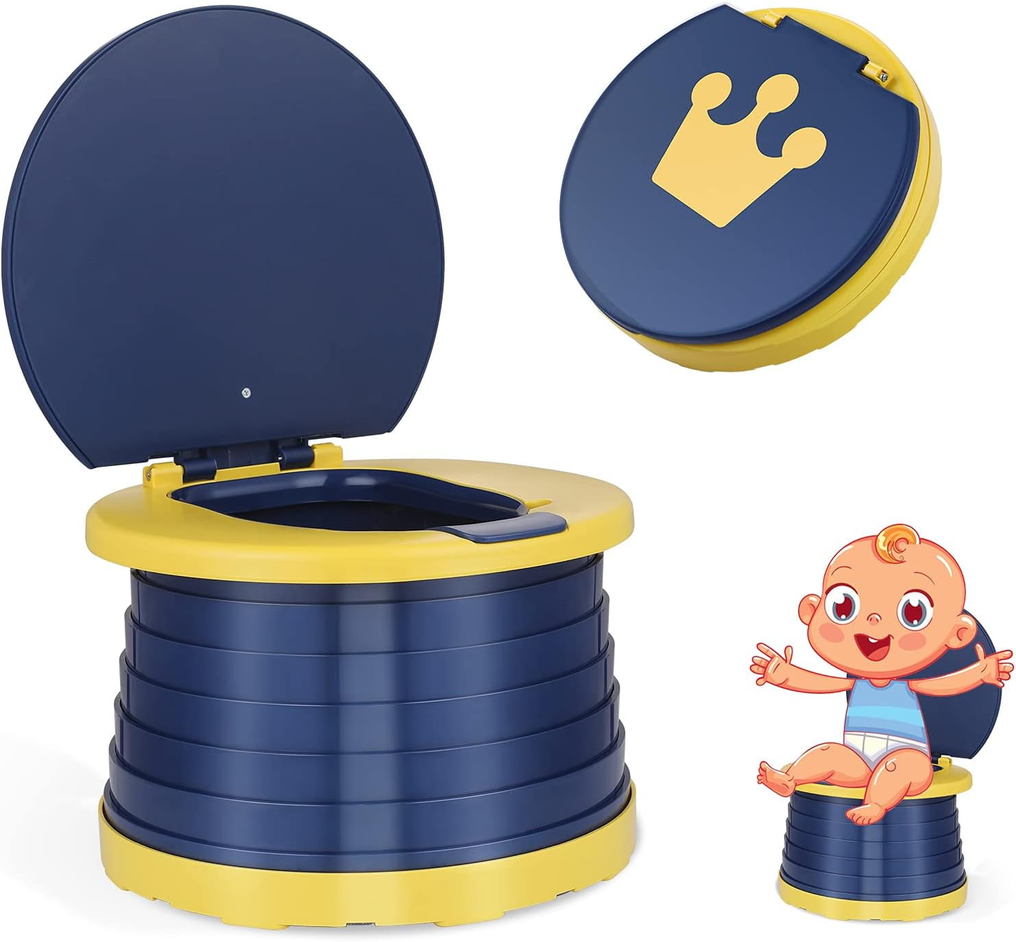 Sevenlady Portable Potty for Toddler, Potty Training Toilet for Travel, Foldable Toddler Travel