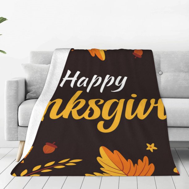 Balery Happy Thanksgiving 1 Manta de Felpa Suave y Acogedora – Cobija de Franela Aterciopelada para Cama, Lavable y Cálida para Sofá, Mascotas, Transpirable-40"x30"