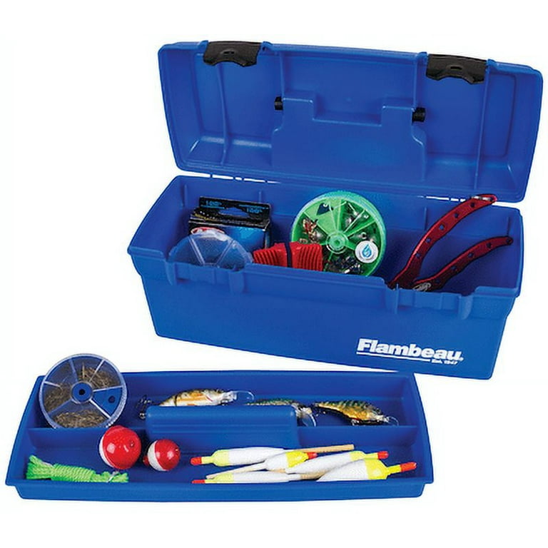 Flambeau Outdoors, 6009TD Lil Brute Fishing Tackle Box with Lift-Out Tray,  Blue, 13 inches long, Plastic