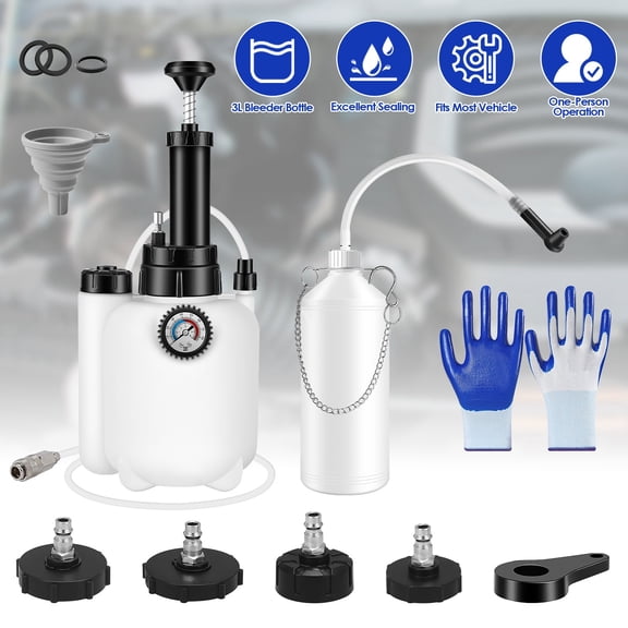 Moclever Automotive Brake Fluid Bleed Vacuum Pump, One Person 3L Manual Brake Bleeder Kit Fit for Most Vehicles