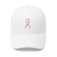 thumbnail image 4 of GDREDA Womens Hats Unisex Cancer International Publicity Day Ribbon Printed Cotton Baseball Cap Cap，White, 4 of 4