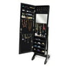 Organizedlife Black Mirrored Jewelry Armoire Cabinet Organizer Box Stand or Wall Mount Wood