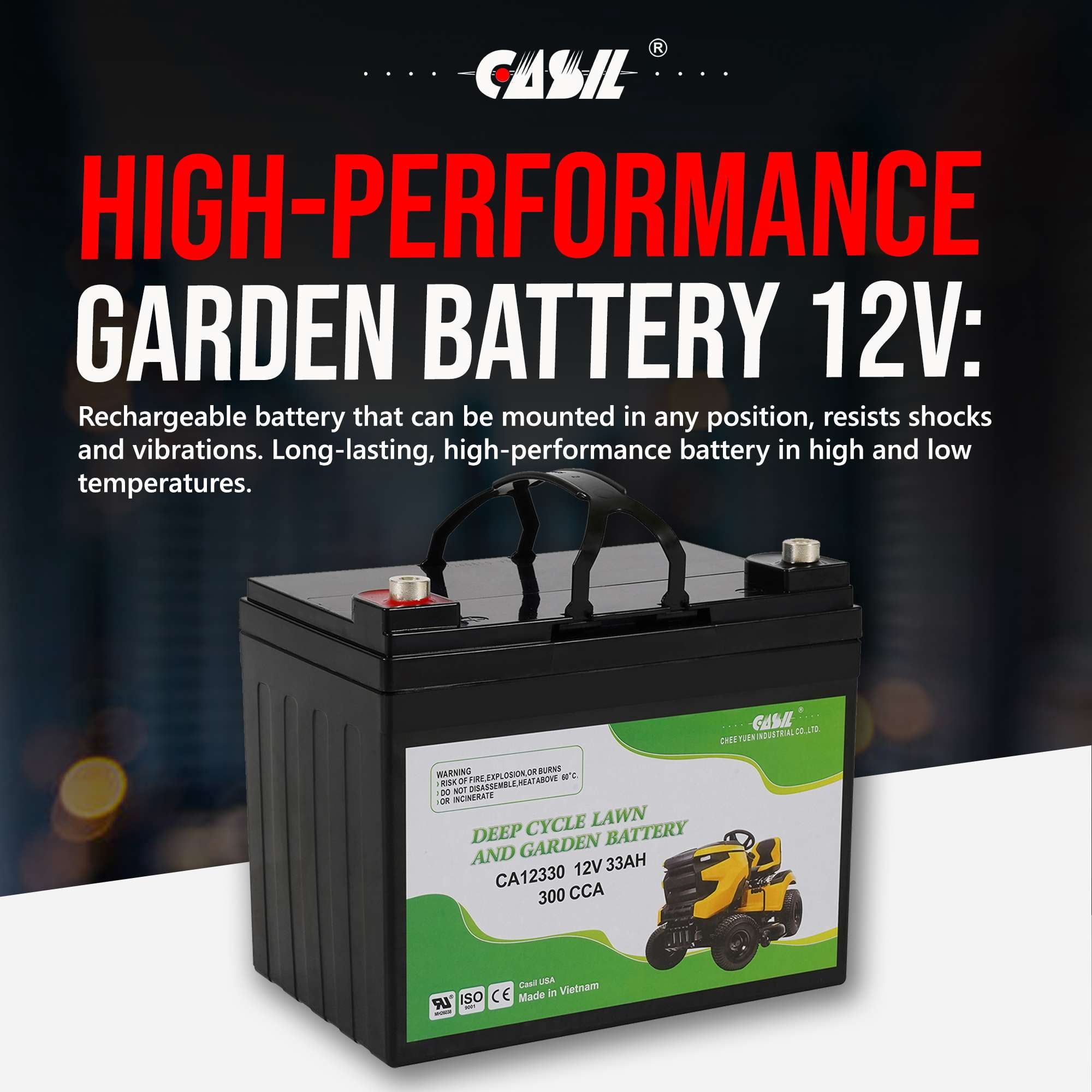 Casil Lawn & Garden AGM Battery 12V 300CCA BCI Group U1 Battery for Cub Cadet John Deere Toro Craftsman TCA25015 163465