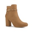 thumbnail image 1 of Unique Bargains Femmes Boucle Décor Talons Chunky Bottines, 1 of 7
