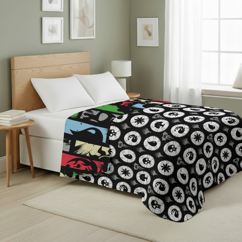 Magic The Gathering Animated Magic Twin/Full Quilted Blanket 60x90 inches, Kids Character Bedding