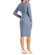 thumbnail image 3 of Vestido de trabajo midi ajustado de peplum para mujer con cuello redondo, manga larga y cintura alta en gris azul M, 3 of 6