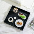 thumbnail image 5 of Hanobe Square Extra Large Ottoman Tray：Black Leather Decorative Tray with Handles for Ottoman Table Topper Coffee Table Living Room 22" x 22", 5 of 9