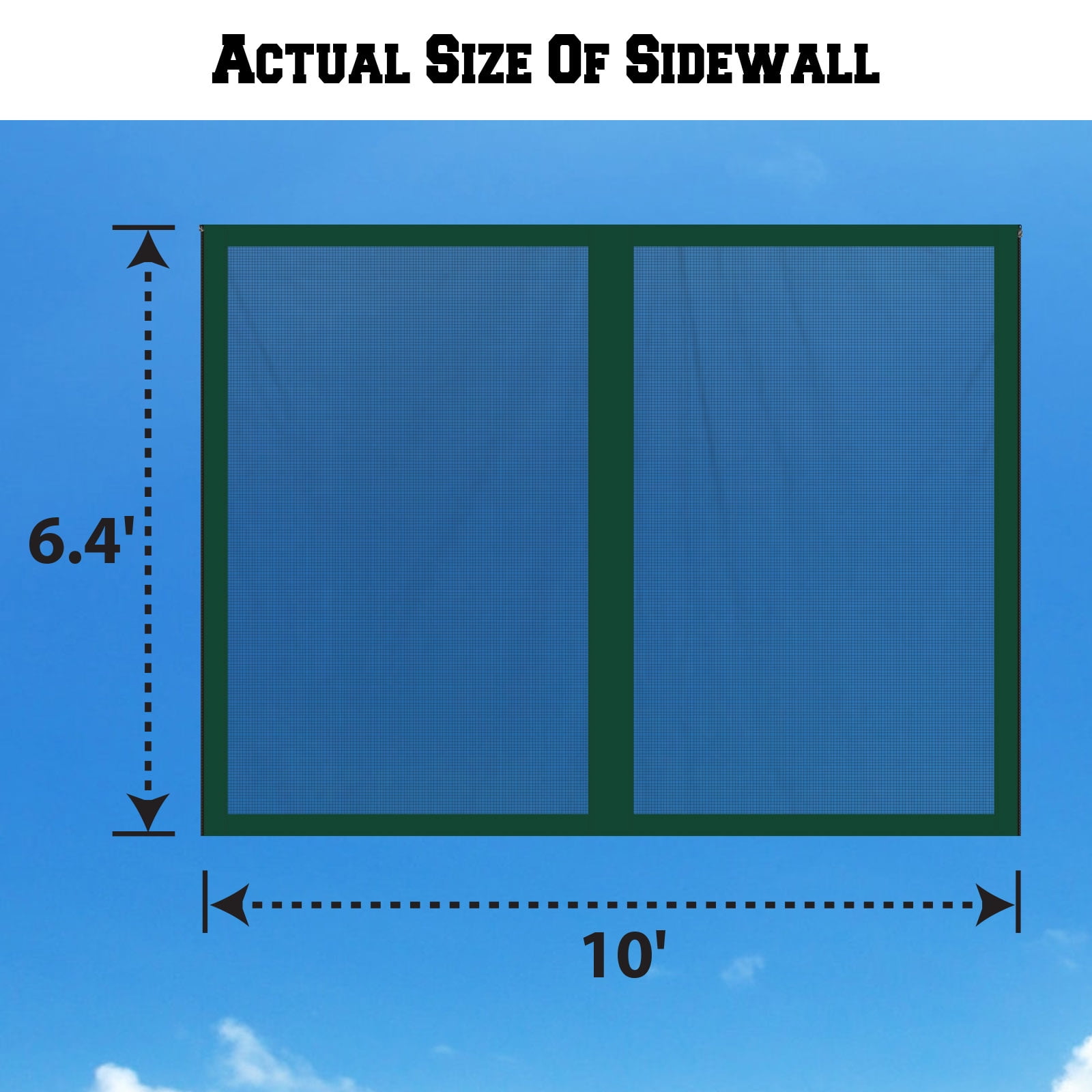 Sunrise 10'Lx6.4'W Replacement Mosquito Netting for 10'x10' Folding Gezebo (Mesh Sidewalls ONLY), w/Zipper, 4 Pack (Green)