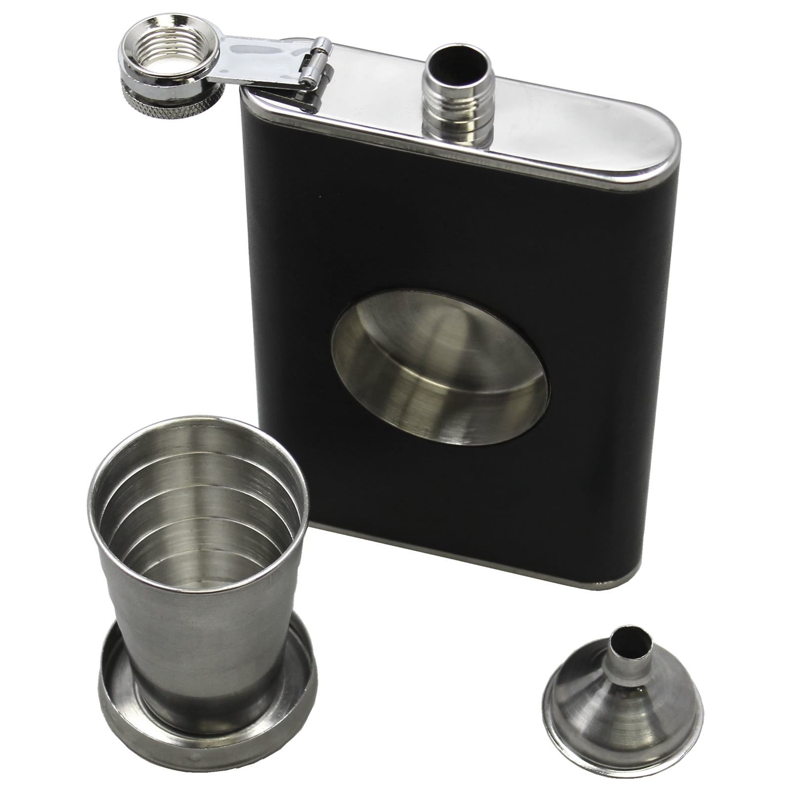 Details about   Leather Stainless Steel Hip Flask With 2 Shot Glasses Funnel 230 Ml 8 Oz 