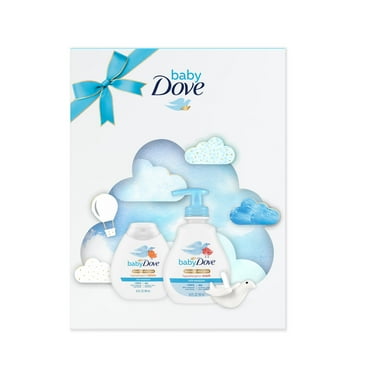 Baby Dove Moisture Rich Hypoallergenic Holiday Gift for New Moms includes Body Lotion, Body Wash & Bath Sponge for Delicate Skin, 3 Count