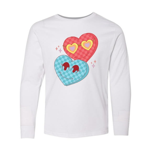 Inktastic Groovy Valentine Vibes Valentines Day Long Sleeve Youth T-Shirt