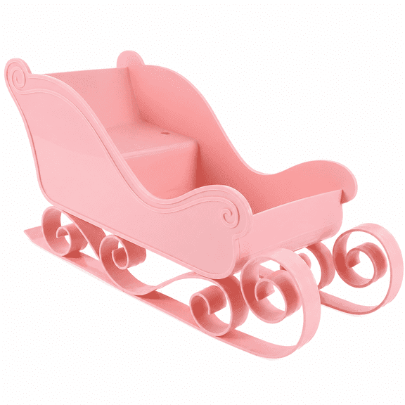 ABCISI Christmas Santa Sleigh Decor, 11 Inch Metal Candy Dish with Scroll Runners, Holiday Table Centerpiece for Mantel, Desktop, Party and Winter Home Decoration,Pink