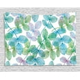 thumbnail image 1 of Floral Tapestry, Flowers Leaves Ivy Vein like Rainbow Ombre Colored Art Print, Wall Hanging for Bedroom Living Room Dorm Decor, 80W X 60L Inches, Light Blue Fern Green Purple White, by Ambesonne, 1 of 2