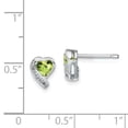 thumbnail image 2 of 925 Sterling Silver Peridot Diamond Heart Earrings Love, 2 of 6