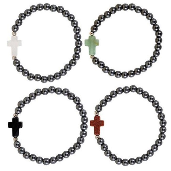 Bracelet Refill-Hematite Cross (7.5 ) (Assorted Colors)