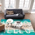 thumbnail image 4 of Area Rugs Indoor Non-Slip Rectangle Rug 5x8 Ft Hello Sunshine Summer Teal Beach Gradient Ocean Waves Rug Rubber Backing Floor Mats Non Shedding Home Decor Carpet for Entryway Living Room, 4 of 8
