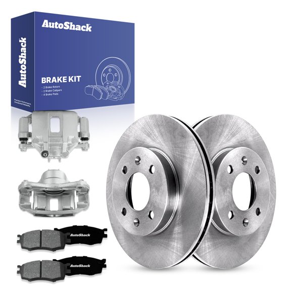 AutoShack Front Vented Brake Rotors   Premium Ceramic Pads   Calipers 8-PC Brake Kit Replacement for 2006-2011 Hyundai Accent 2006-2011 Kia Rio 2006-2011 Kia Rio5 10.08" (256 mm)