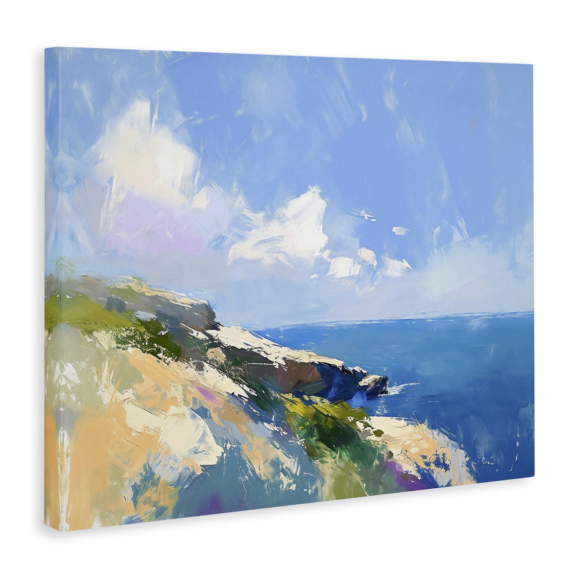 Stupell Industries Rugged Coastline Landscape Coastal Painting Gallery Wrapped Canvas Art Print Wall Art, 40 x 30