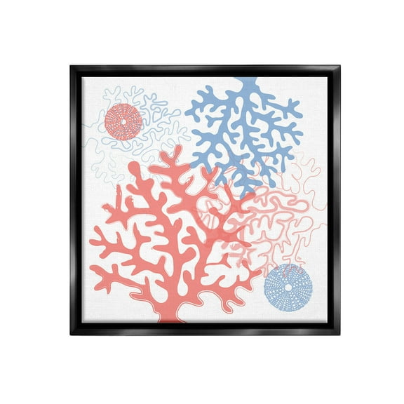 Stupell Industries Abstract Coral & Urchins Abstract Painting Black Floater Framed Canvas Art Print Wall Art, 18 x 18