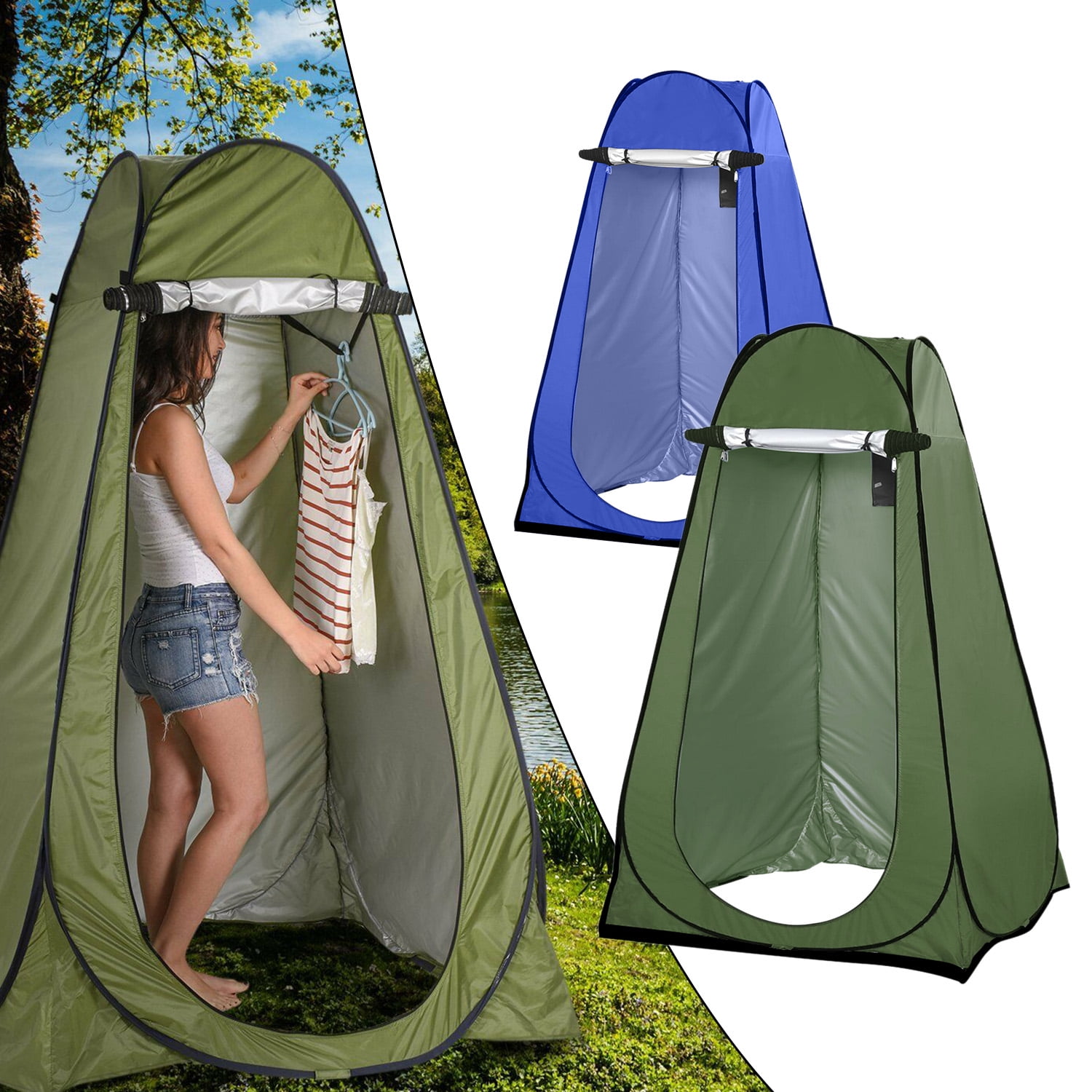 Pop Up Shower Tent Privacy Shelter Tent for Camping, Portable Shower Toilet  Tent Outdoor Shower Tent Changing Dress Room, Blue
