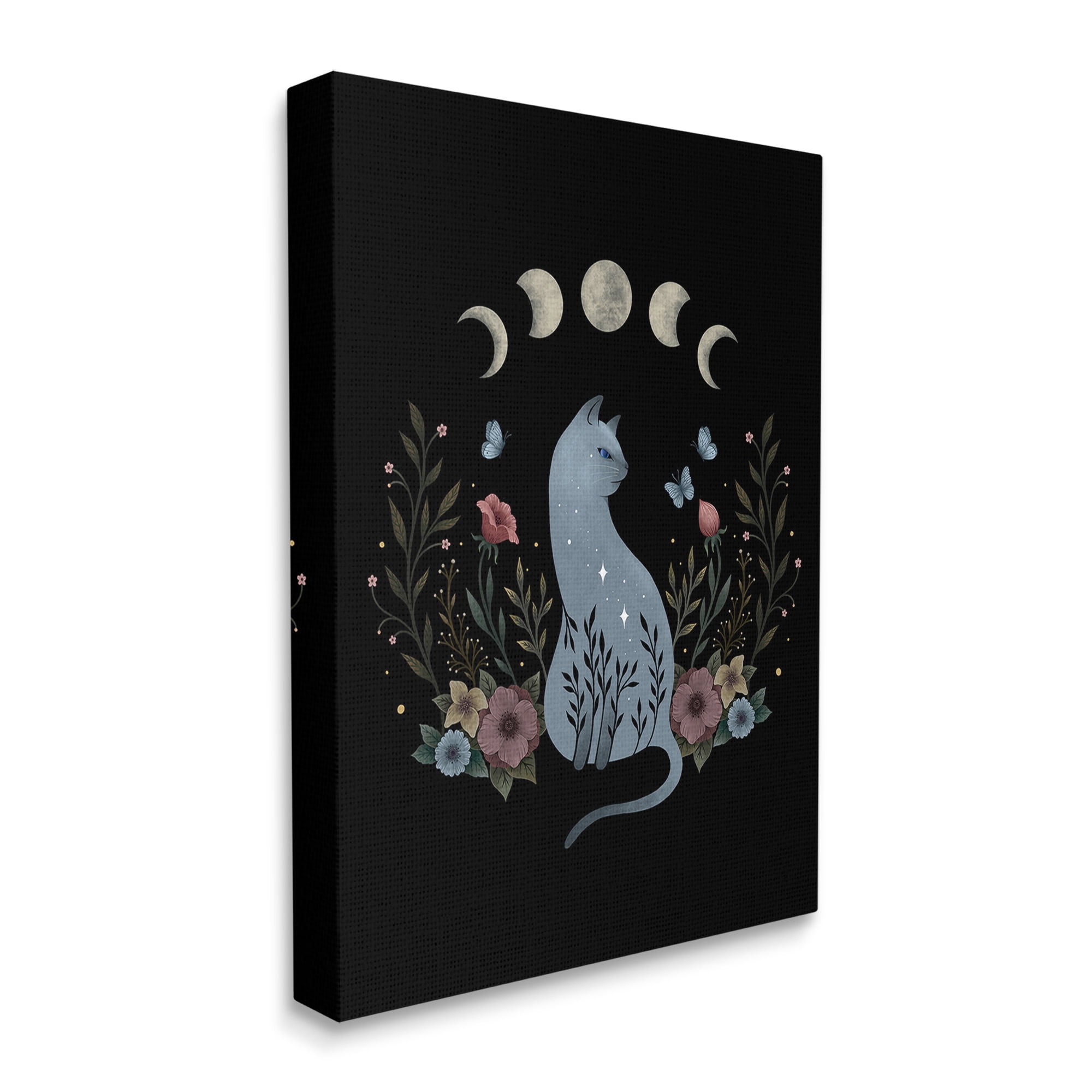 Stupell Industries Cat & Moon Phases Animals & Insects Painting Gallery Wrapped Canvas Art Print Wall Art, 16 x 20