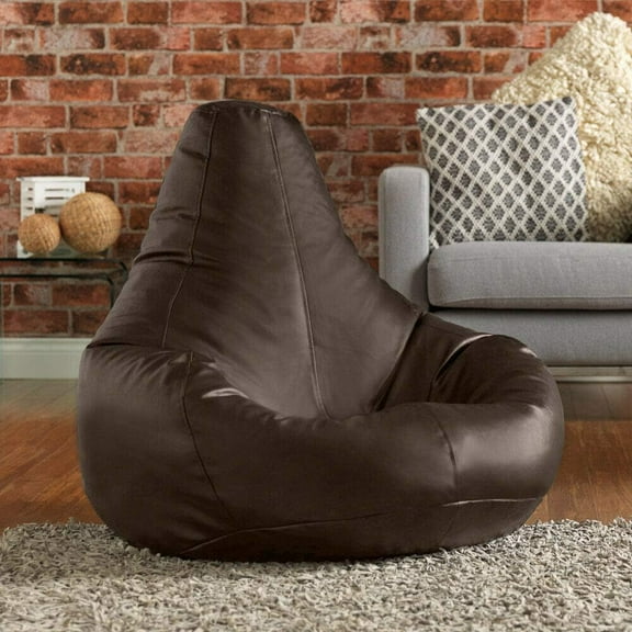 Faux Leather Bean Bag Chair Sofa, Recliner Gaming Seat Cover for for Living Room, Bedroom, Balcony, Office (without Bean or Fillers) Brown