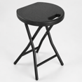 thumbnail image 6 of PLERISE Portable Folding Stool with Handle, 18 Inch Black Foldable Chair with Heavy Duty Steel Legs, Round Plastic Seat, 500 lb Capacity, Space Saving Stool for Kitchen, Dorm, Vanity, Camping and Out, 6 of 7