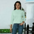 thumbnail image 7 of Lumtrix Mock Turtleneck Tops for Women Fall Plain 3/4 Sleeve T Shirt Relaxed Fit High Neck Blouses Dressy Casual Undershirt Sky Blue 2XL, 7 of 7