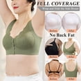 thumbnail image 2 of Bras! Ashirexll Front Close Bras for Women, Wireless Push Up Solid Color Soft Summer Thin No Steel Ring Breathable Gathering Bra Green 3XL, 2 of 8