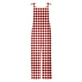 thumbnail image 4 of Lenpel Women's Jumpsuits Plus Size Sleeveless Spaghetti Strap Striped Plaid Straight Leg Rompers Causal Loose Overalls with Pockets, 4 of 5