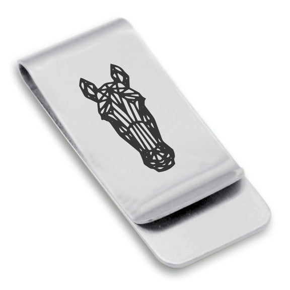 Stainless Steel Geometric Polygon Horse Animal Classic Slim Money Clip Credit Card Holder