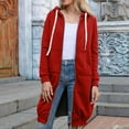 thumbnail image 6 of Women Casual Zip Up Fleece Hoodies Long Tunic Jackets 2025 Fall Winter Oversized Sweatshirts With Pockets Long Sleeve Comfy For Street Style & Loungewear​ Red 2XL, 6 of 6