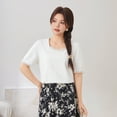 thumbnail image 5 of Lace square neck puff sleeve top, 5 of 13