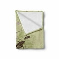 thumbnail image 2 of Dragonfly Soft Flannel Fleece Throw Blanket, Retro Style Flower with Grunge Effects in Vivid Tones Garden Image, Cozy Plush for Indoor and Outdoor Use, 50" x 70", Khaki Brown Lilac, by Ambesonne, 2 of 6
