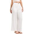 thumbnail image 4 of INSPIRE CHIC Casual Wide Leg Pants for Women's Elastic High Waist One Button Lightwieght Pants Trousers with Pockets XL White, 4 of 5