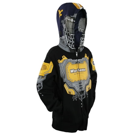 West Virginia Mountaineers Brass - NCAA Youth Boys West Virginia Mountaineers Full Zip Masked Sweatshirt Hoodie, Black