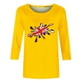 thumbnail image 4 of OKBOP Ladies Tops and Blouses 3/4 Sleeve Yellow Crew Neck Uk Flag T-Shirts Ladies Shirts Clearance, 4 of 4