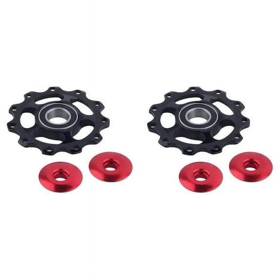 2X 11T Bicycle Rear Derailleur Wheels Wheel Ball Bearing Front Derailleur Guide Pulley, Black