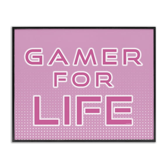 Stupell Industries Modern Pink Gamer For Life Black Framed Giclee Art, 14 x 11, by Yass Naffas Designs