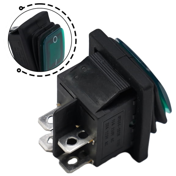 Dpst 16A 250Vac Rocker Switch Round Reset Switch With Waterproof Cover 30*24Mm Green YIWEI