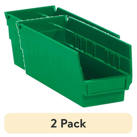 

(2 pack) Box Partners Plastic Shelf Bin Boxes 11 5/8 x 4 1/8 x 4 Green 36/Case BINPS102G