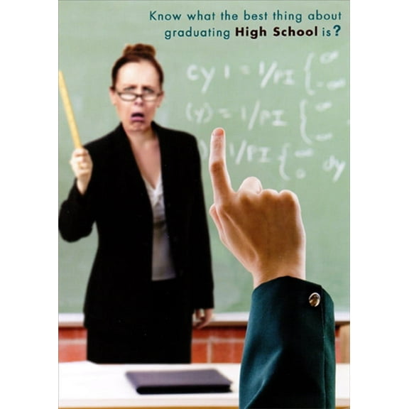 Designer Greetings Student With Hand Up Funny / Humorous High School Graduation Congratulations Card