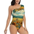 thumbnail image 3 of Honeii Field Style Bicycle Young Sunflower for women's one-piece swimsuit featuring a chic one-shoulder design experience elegance and style in the water-X-Large, 3 of 6