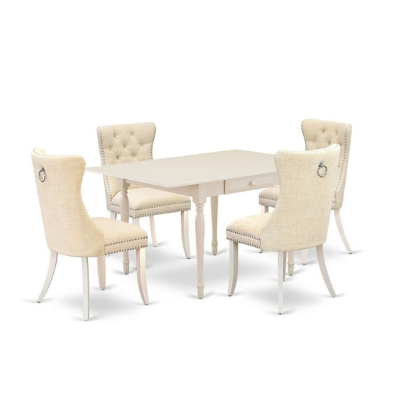 East West Furniture 5 Piece Dining Table Set Contains a Rectangle Kitchen Table with Dropleaf
