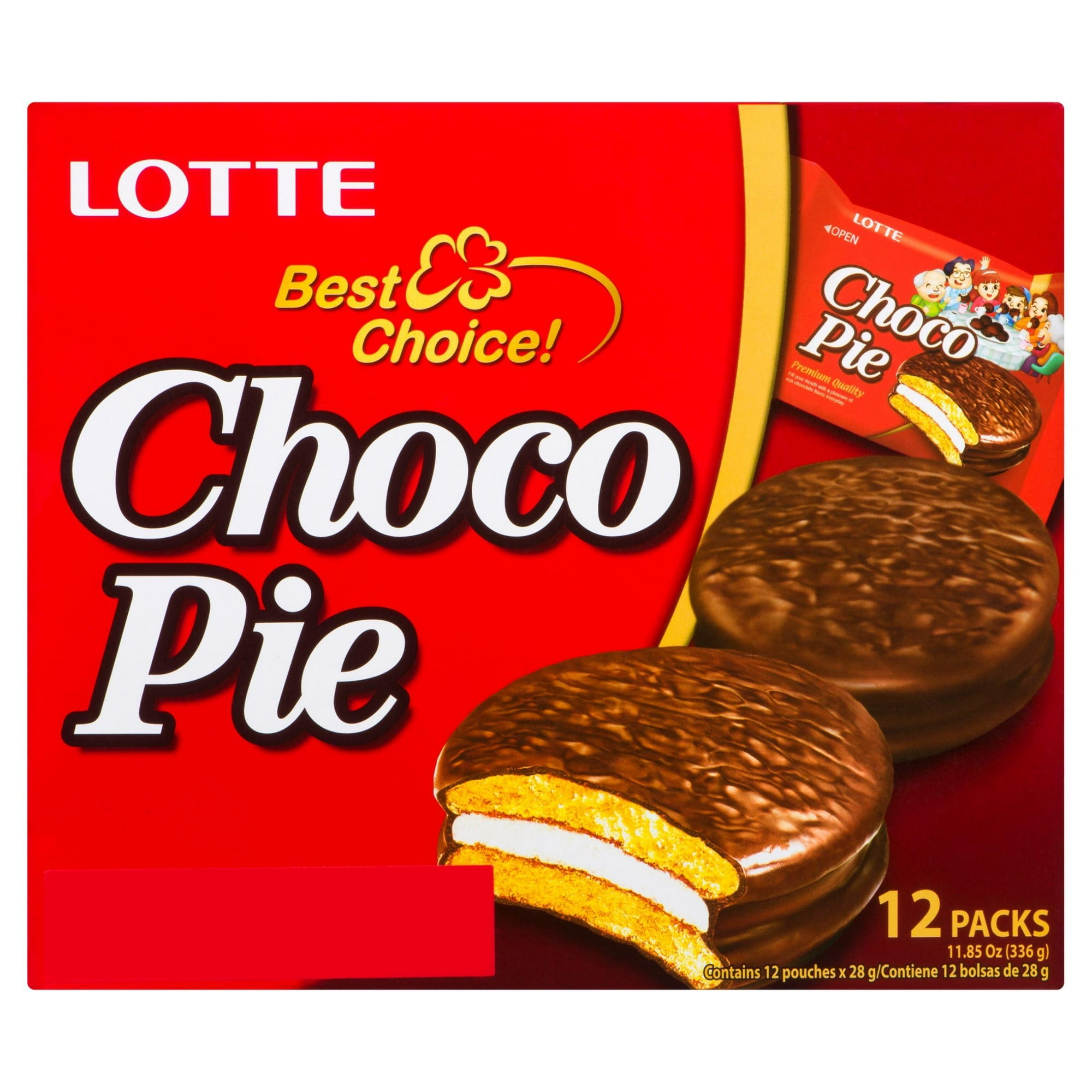 Lotte Choco Pie Chocolate Biscuits, Pack of 12, 336 g