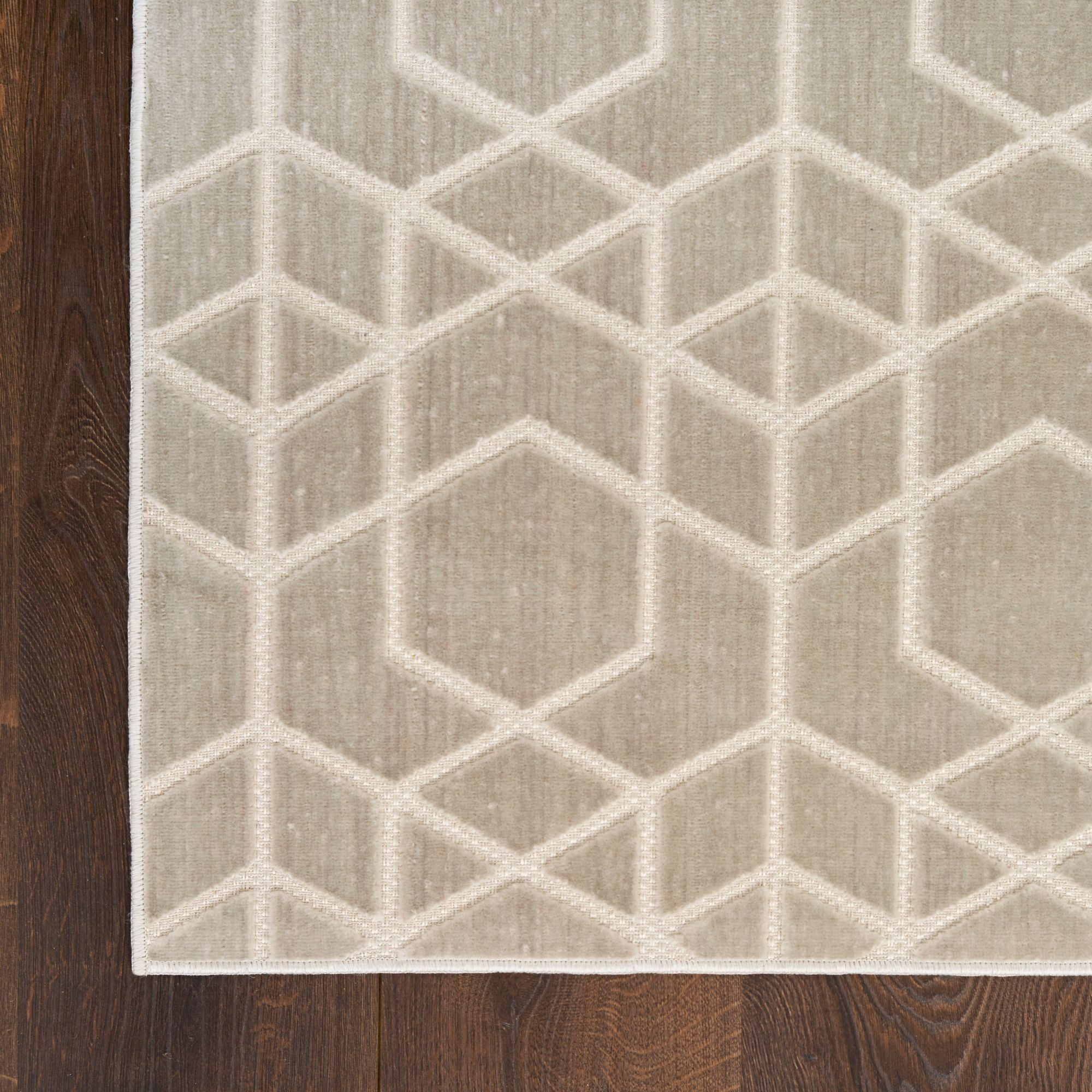 Nourison Washable Charm 2'2" x 10' Silver Ivory Modern Indoor Rug