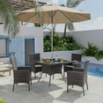 thumbnail image 2 of Gotland 5-Piece  Steel Wicker Outdoor Patio Dining Set with w/Tempered Glass Tabletop, Gray, 2 of 8